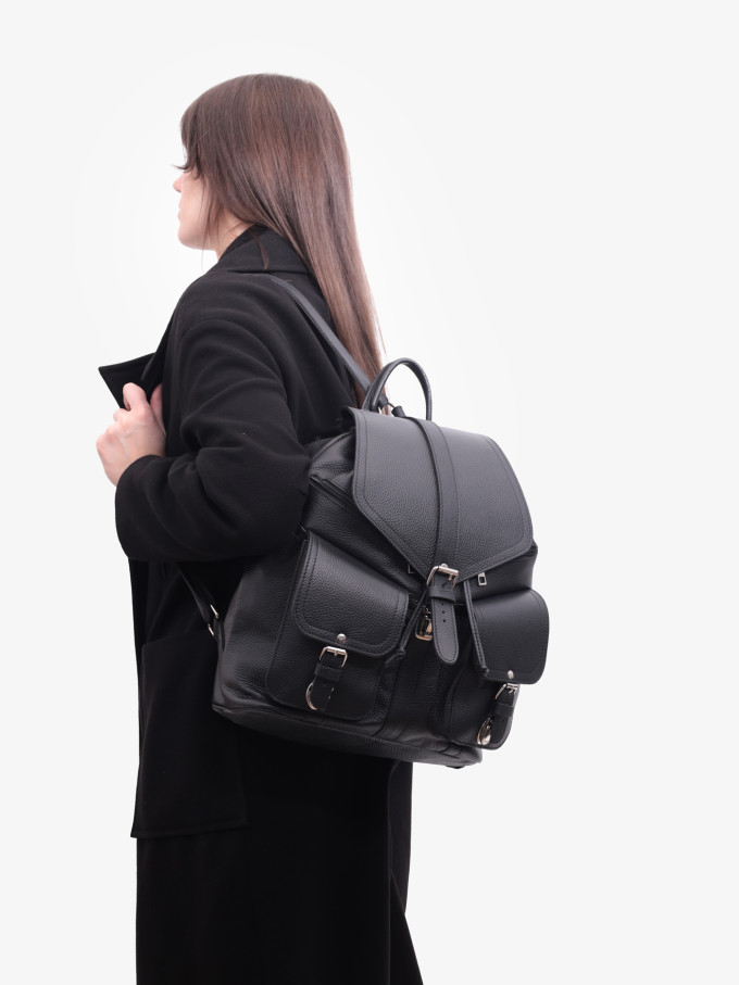 Кожаный рюкзак RHino 16-02 чёрный Кожаный рюкзак RHino 16-02 чёрный