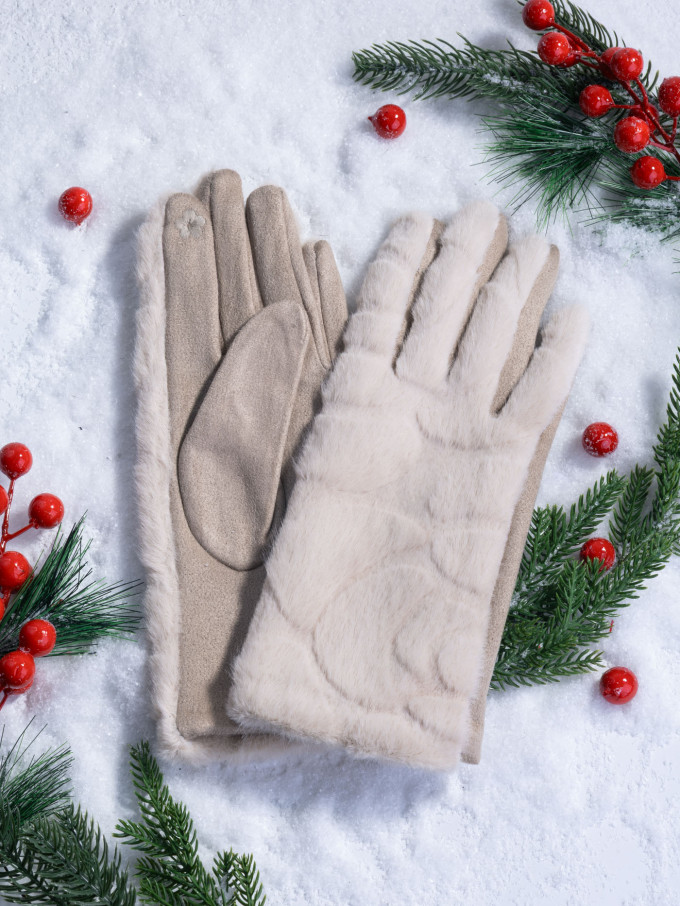 Перчатки женские Юйлин 7728 бежевые