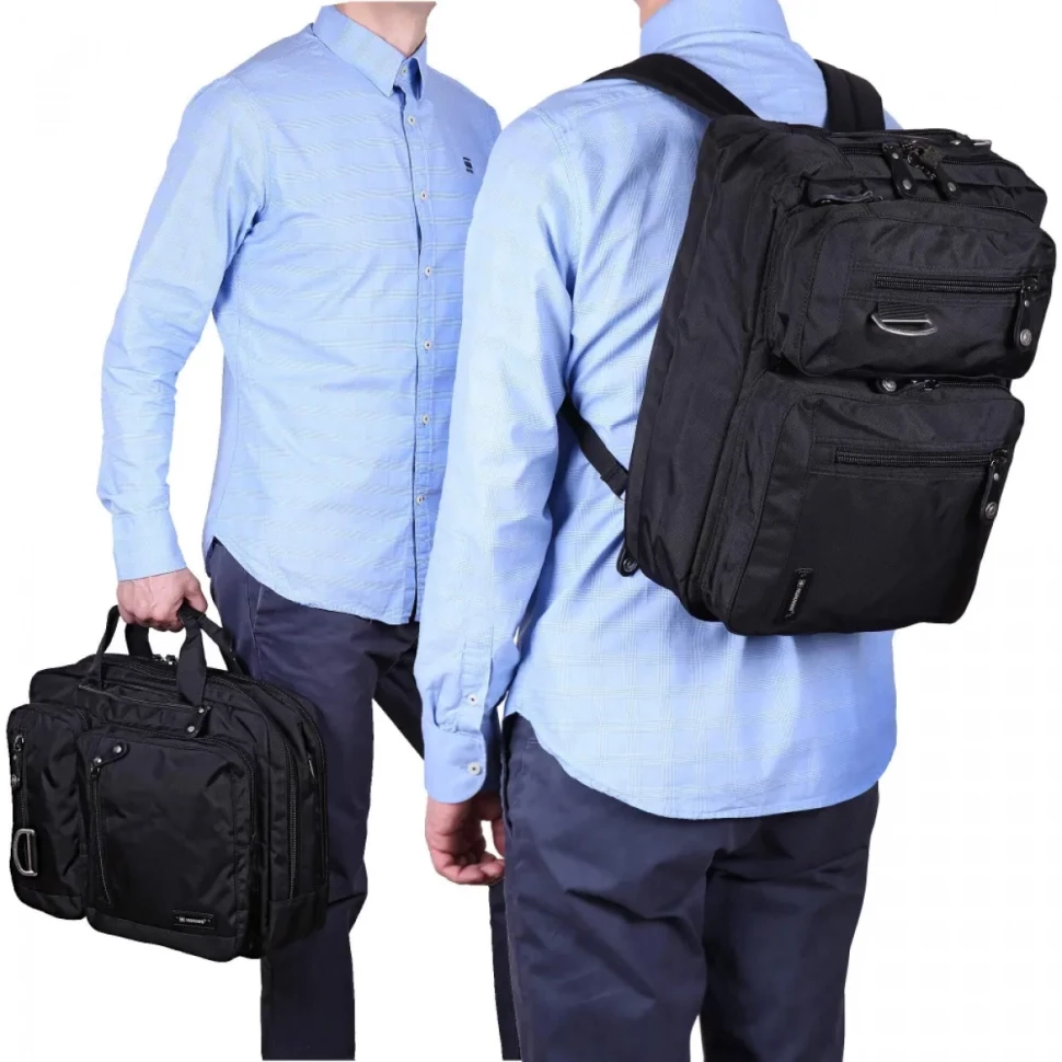 Сумка-рюкзак трансформер из текстиля Numanni 356 чёрная Сумка-рюкзак трансформер из текстиля Numanni 356 чёрная