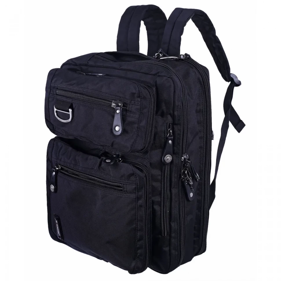 Сумка-рюкзак трансформер из текстиля Numanni 356 чёрная Сумка-рюкзак трансформер из текстиля Numanni 356 чёрная