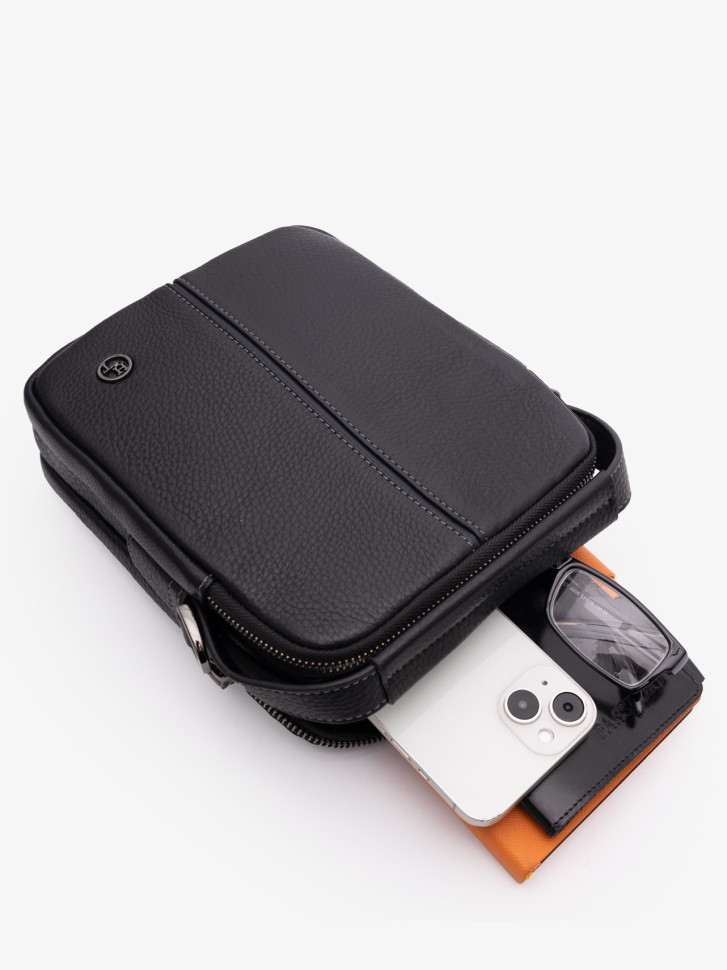 Мужская сумка через плечо Hight Touch 1664-6 чёрная Мужская сумка через плечо Hight Touch 1664-6 чёрная