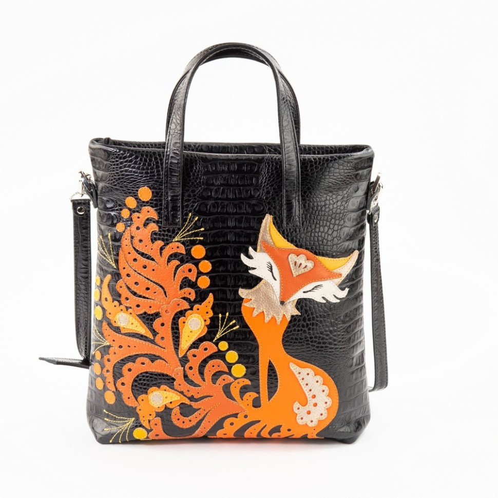 Сумка женская Protege, ДС-220-176 Лиса №2 чёрная рептилия кайман Сумка женская Protege, ДС-220-176 Лиса №2 чёрная рептилия кайман