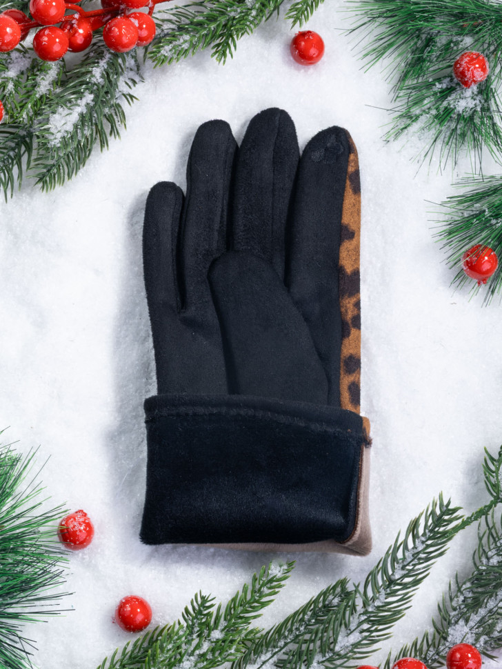 Перчатки женские Victory Леопард коричневые Перчатки женские Victory Леопард коричневые