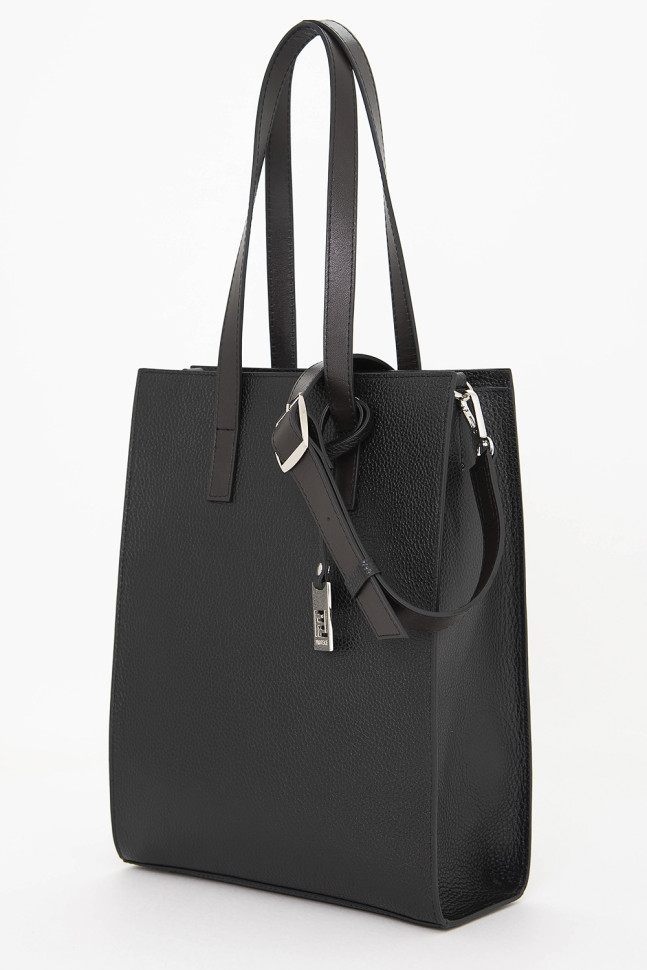 Сумка Protege  Ц-594 чёрный флотер+коричневая гладкая