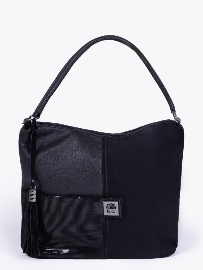 Сумка женская Gilda Tohetti 62455 чёрная лазер/замша Сумка женская Gilda Tohetti 62455 чёрная лазер/замша