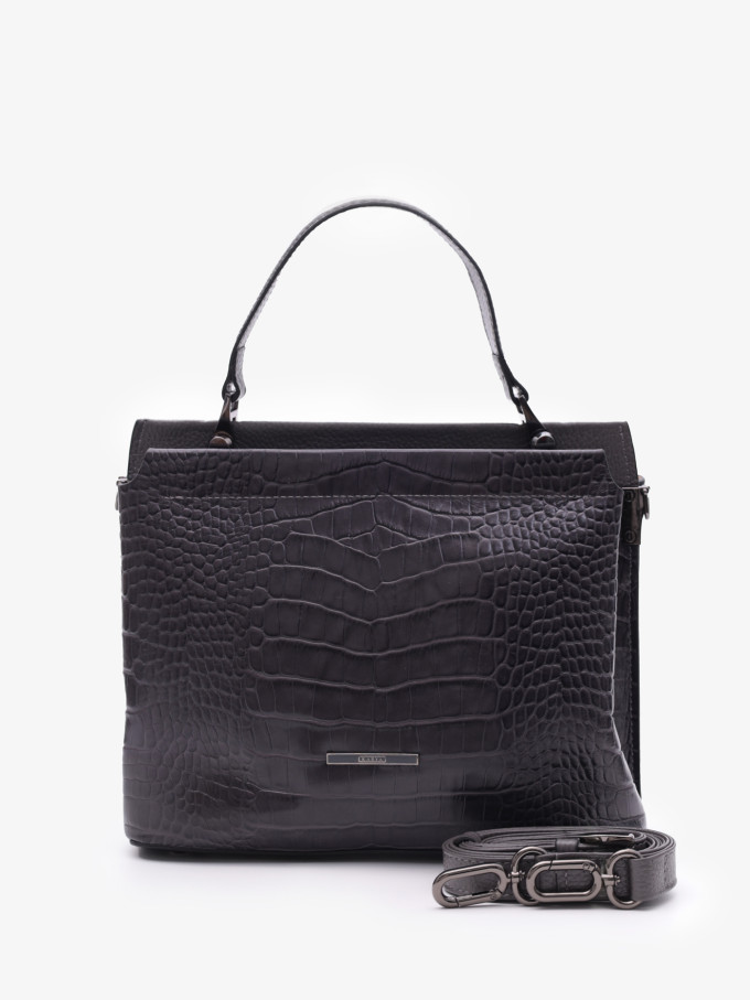 Сумка женская Karya 2427 тёмно-серый крокодил Сумка женская Karya 2427 тёмно-серый крокодил