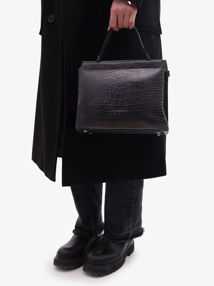 Сумка женская Karya 2427 тёмно-серый крокодил Сумка женская Karya 2427 тёмно-серый крокодил
