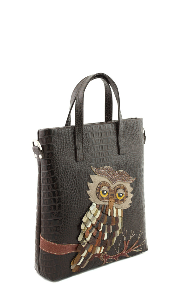 Сумка женская Protege, ДС-220-77, "Сова" тёмно-коричневая рептилия